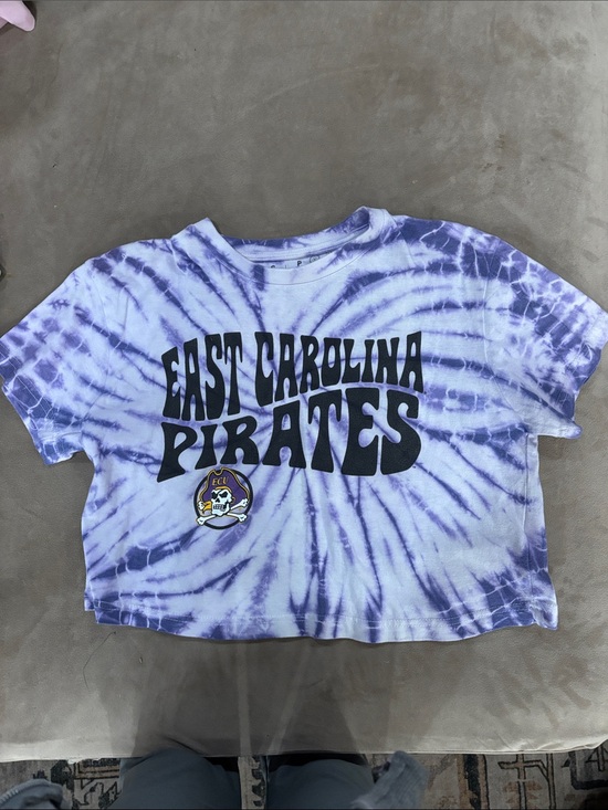 Pressbox Tops - Pressbox Purple Tie-Dye East Carolina Pirates Crop Top